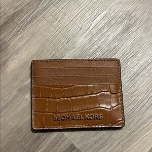 Michael Kors Croc-Embossed Tan Card Holder